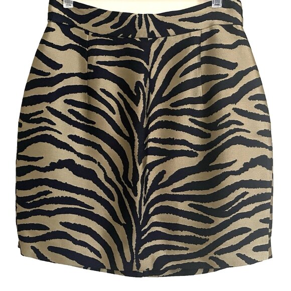Khaite Eiko Pencil Skirt 10 Jacquard Black / Gold Metallic Zebra Animal Print - Picture 2 of 12